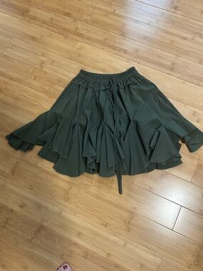 Forest Green Ruffled Mini Skirt with Elastic Waist